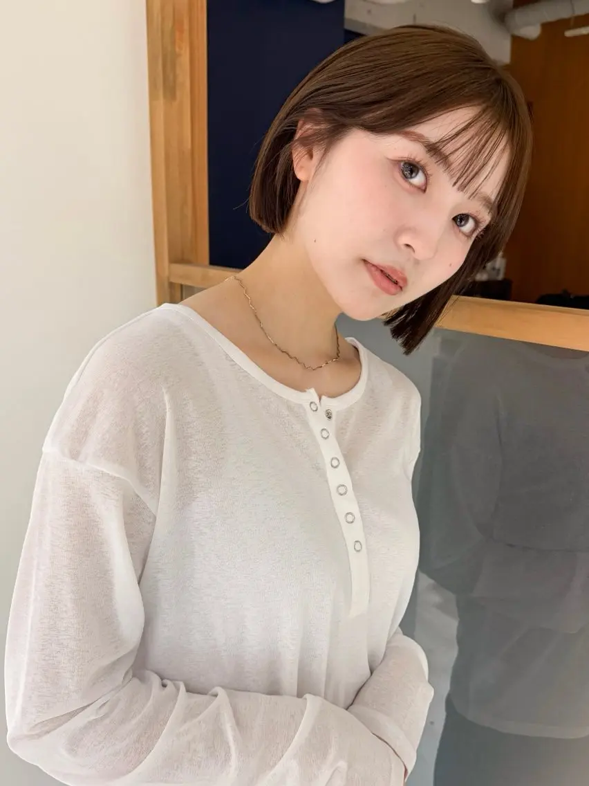 ミディアム カラー カット ヘアカラー トリートメント 似合わせボブ×地毛風 縮毛矯正❕ayanaのヘアスタイル