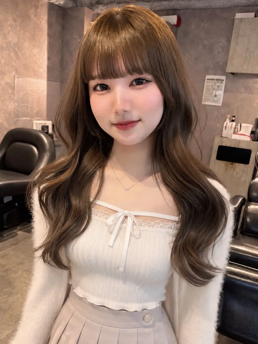 ロング カラー ベージュカラー オリーブベージュ カット ヘアカラー あみ/暗髪オリ ーブ特化🍃髪質改善のヘアスタイル