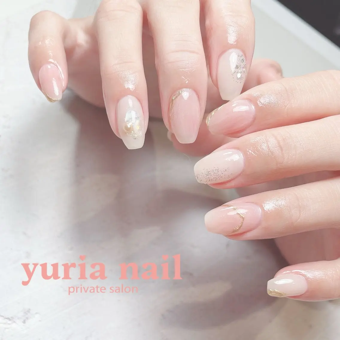 ネイル ジェルネイル 持ち込み ニュアンスネイル ピンク ハンドネイル 小林 ゆりあのネイルデザイン