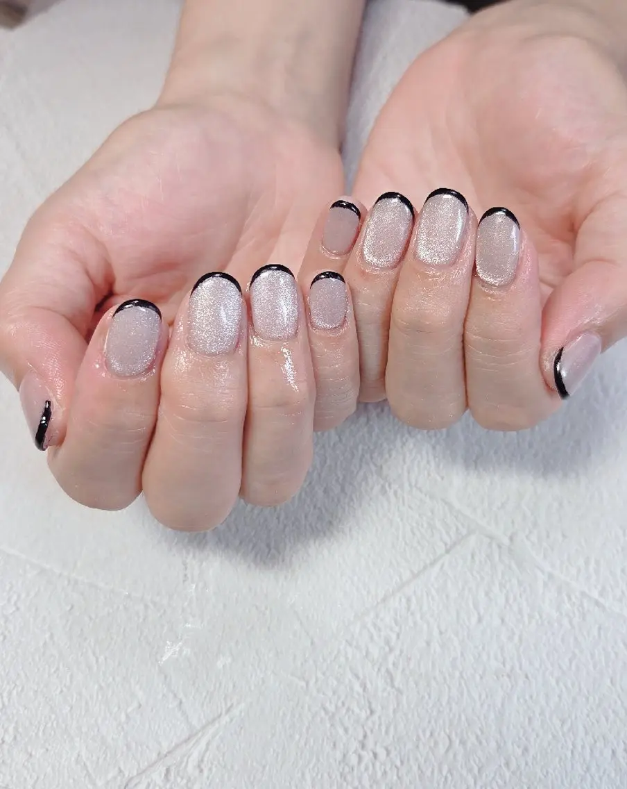 ネイル フラッシュネイル フレンチネイル マグネットネイル マグネットフレンチ ミラーネイル ハンドネイル flure de neige yukiのネイルデザイン