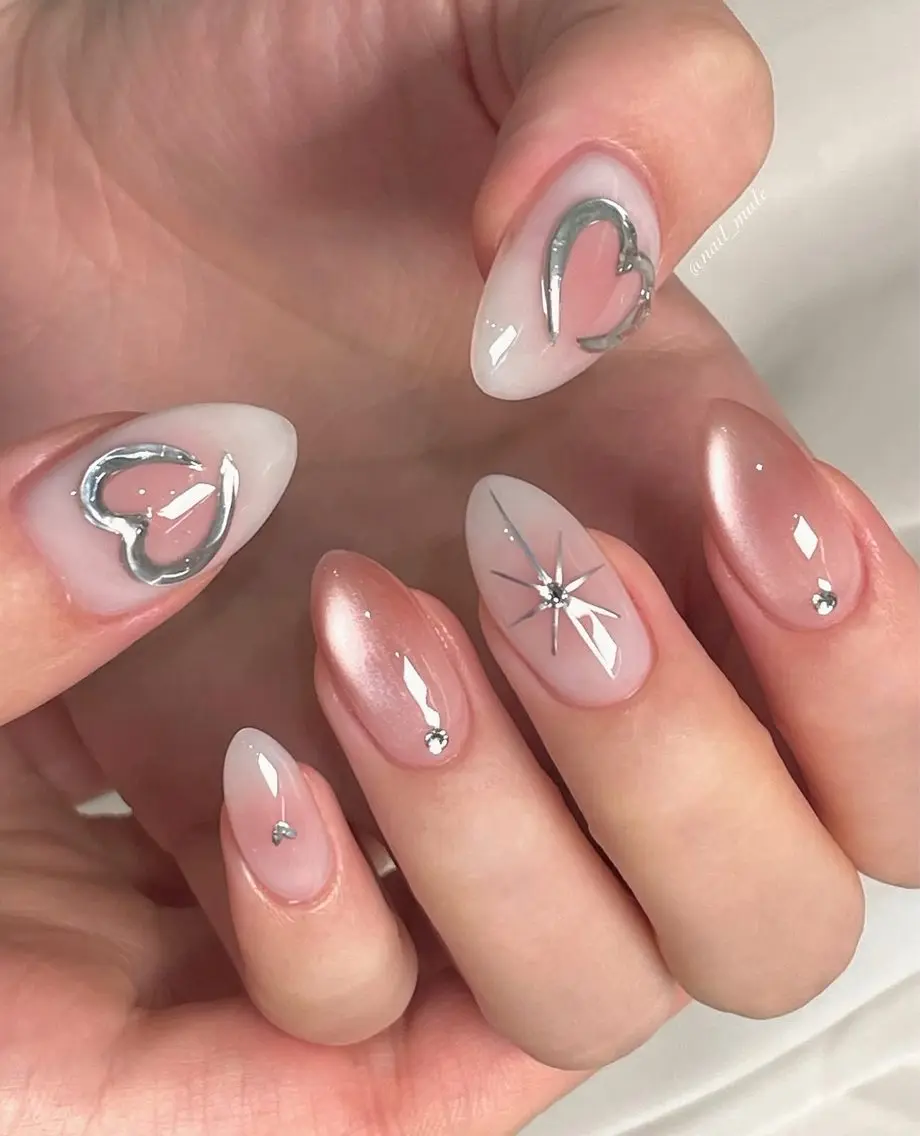 ネイル チークネイル フレンチネイル グラデーション 韓国ネイル マグネットネイル Hana Nailのネイルデザイン