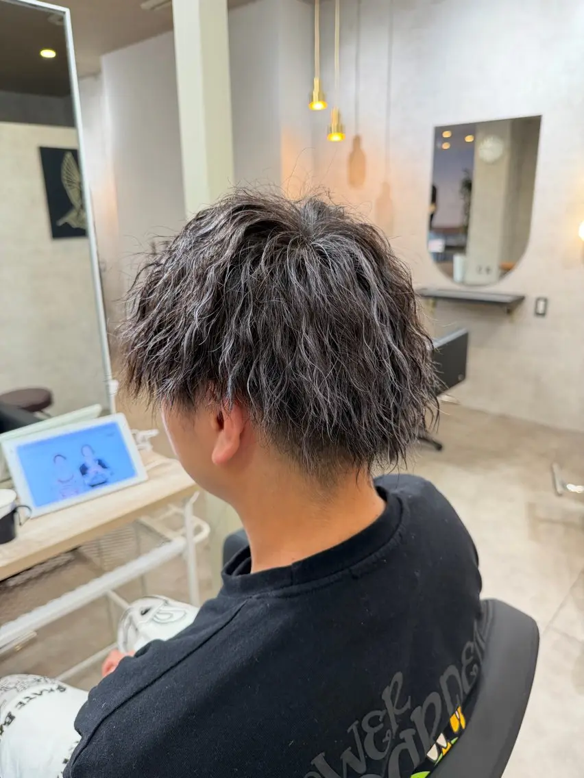 カラー メンズ メンズメッシュ メッシュ シルバー カット ヘアカラー 上田 愛菜のヘアスタイル