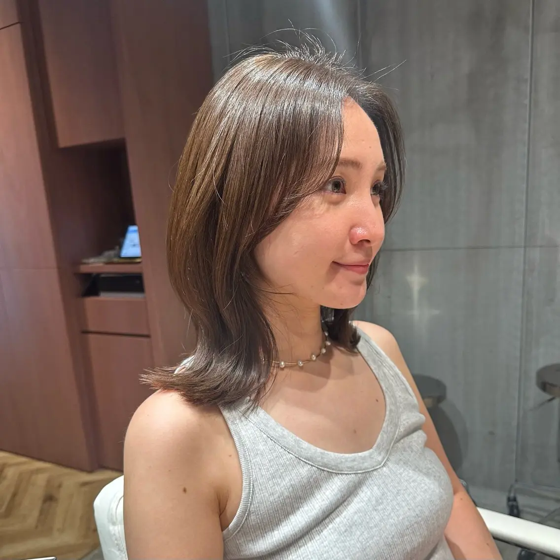 ミディアム くびれヘア くびれレイヤー レイヤーカット 外ハネヘア カット ヘアカラー トリートメント 骨格診断/宮澤瑞穂 ボブ/レイヤー/銀座のヘアスタイル