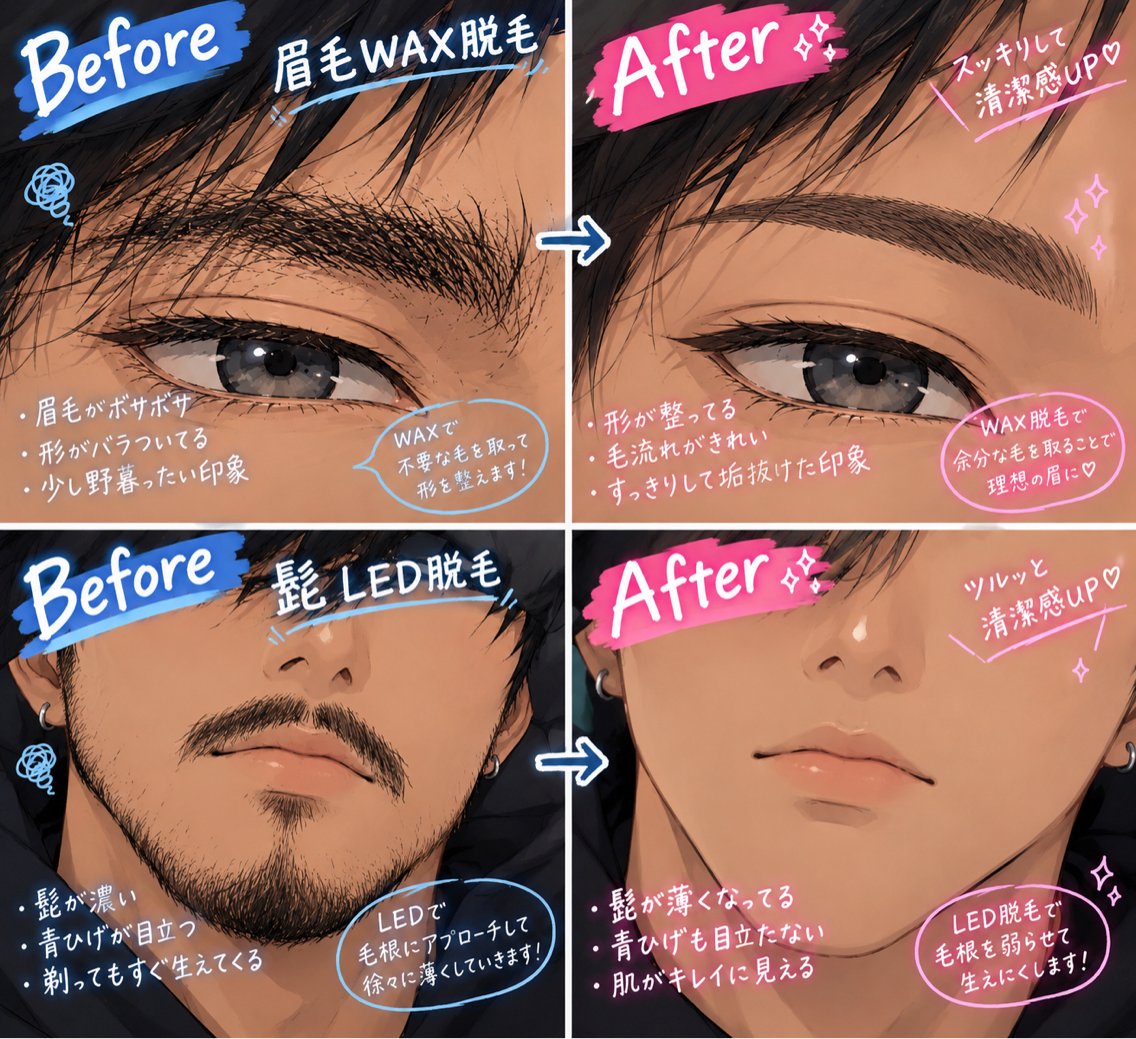美眉スタイリング＋LEDヒゲ脱毛👨🏽‍🦱の写真