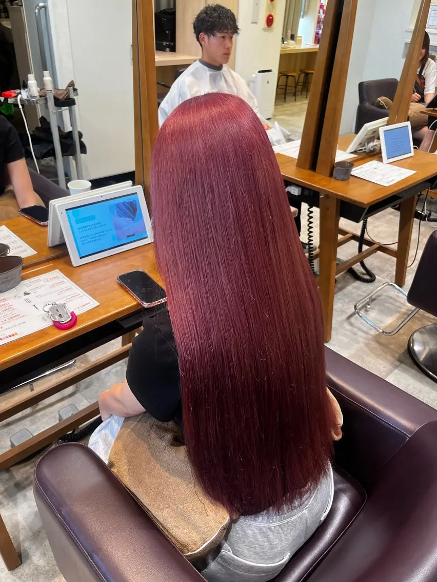 カラー ブリーチ レッドカラー ヘアカラー トリートメント エクステ/暖色/ ブリーチ/せいかのヘアスタイル