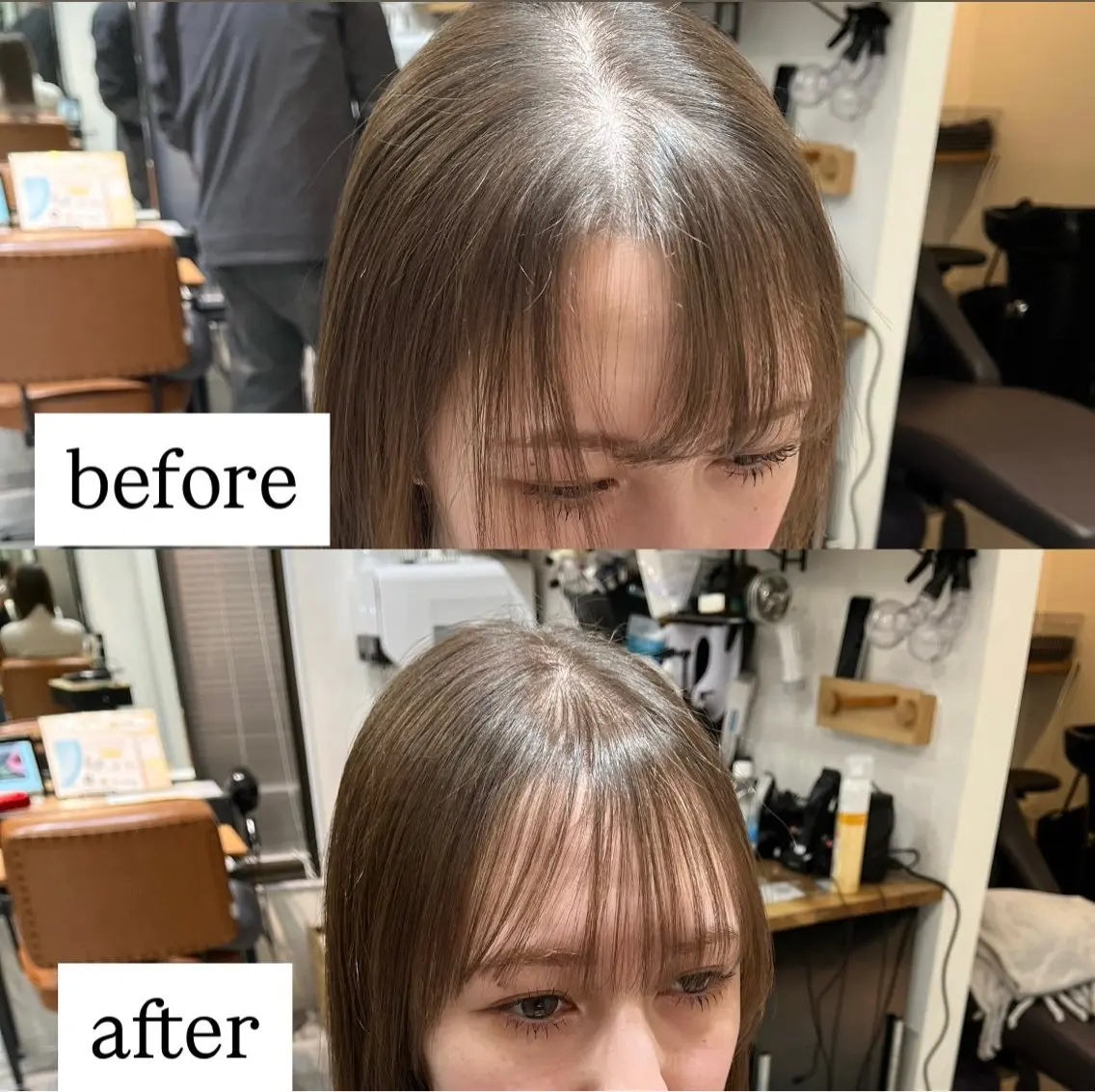 🧚🏻‍♀️前髪のお悩み解消🧚🏻‍♀️前髪割れクセ改善クロスパーマ ＋ 骨格診断カット ＋ オージュア2stepの写真