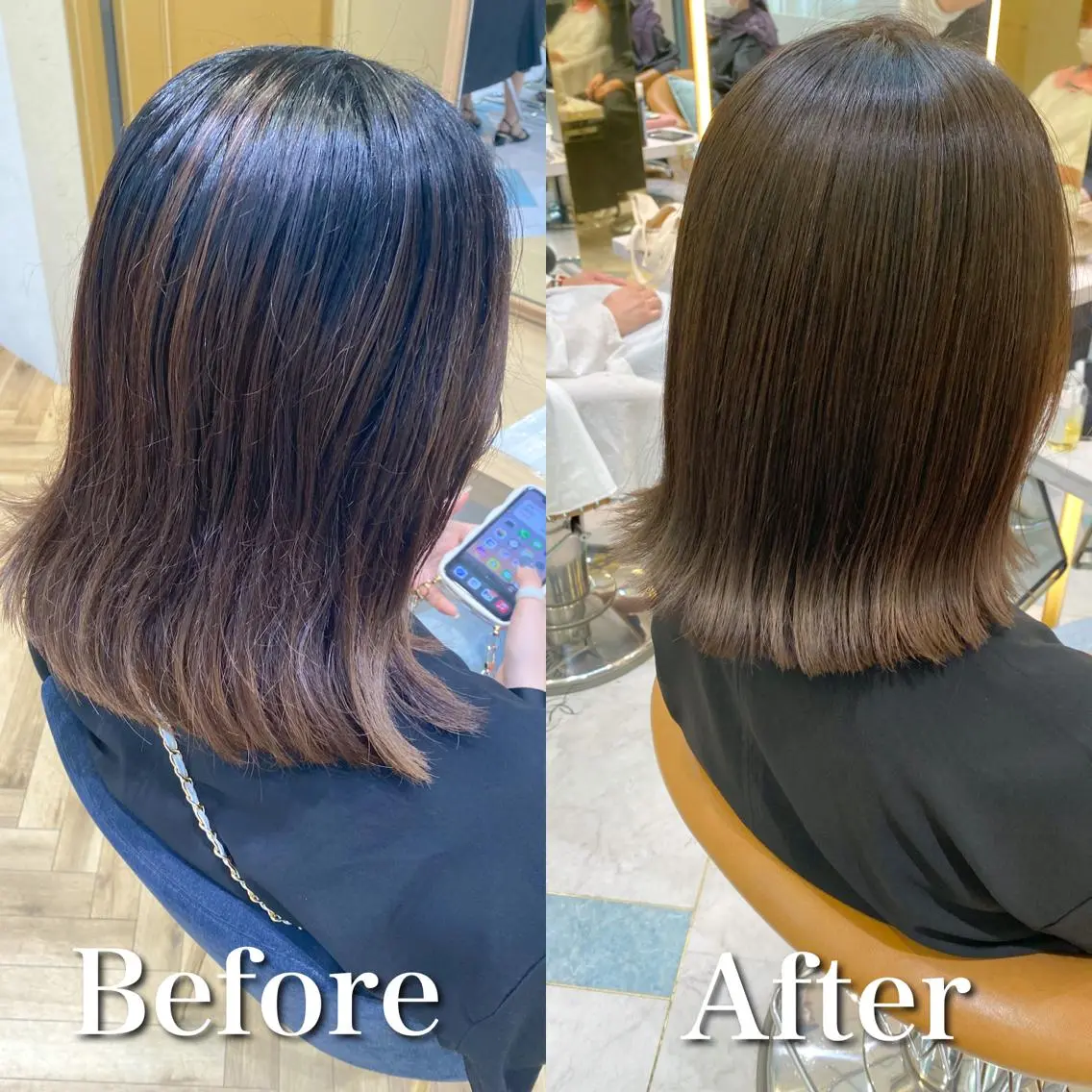 ミディアム カット ヘアカラー 縮毛矯正 トリートメント ❣️モテ髪❣️佐野 圭佑のヘアスタイル