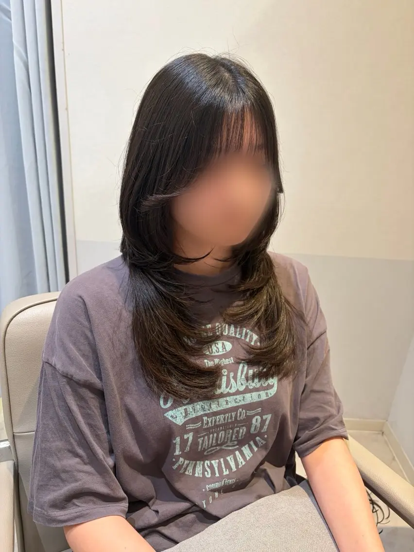 ロング ハッシュカット 韓国風ヘア レイヤーカット カット トリートメント ハッシュカット・ 透明感カラー🌷薫のヘアスタイル