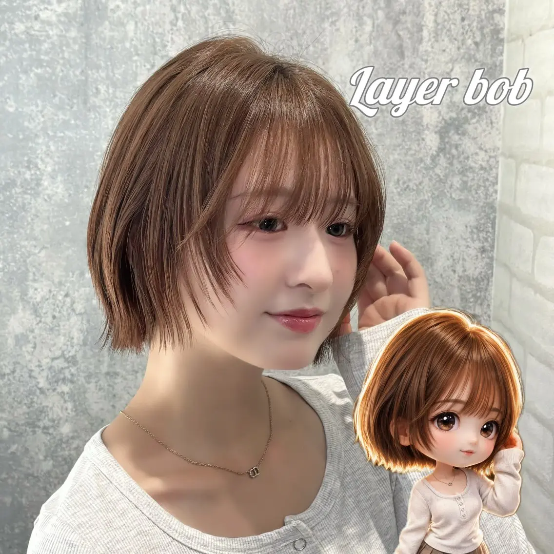 ショート ボブレイヤー ボブ 顔周りカット 韓国風ヘア レイヤーカット カット ヘアカラー トリートメント 韓国レイヤー🇰🇷 /ハッシュ/タカトのヘアスタイル