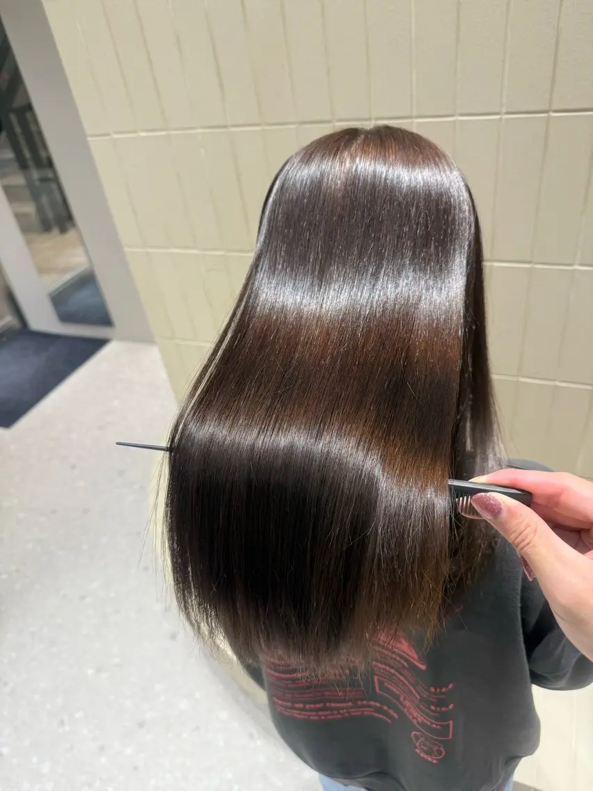 ロング パーマ ヘアアレンジ 髪質改善 縮毛矯正 ストレートパーマ 縮毛矯正 トリートメント 縮毛矯正/髪質改善/ ブリーチ毛/木元渓太のヘアスタイル