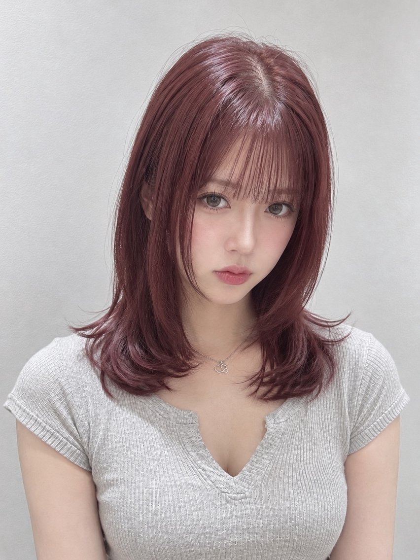 ミディアム カラー カット ヘアカラー トリートメント 🐺ウルフ/レイヤー 似合わせ‎🤍沙羅のヘアスタイル
