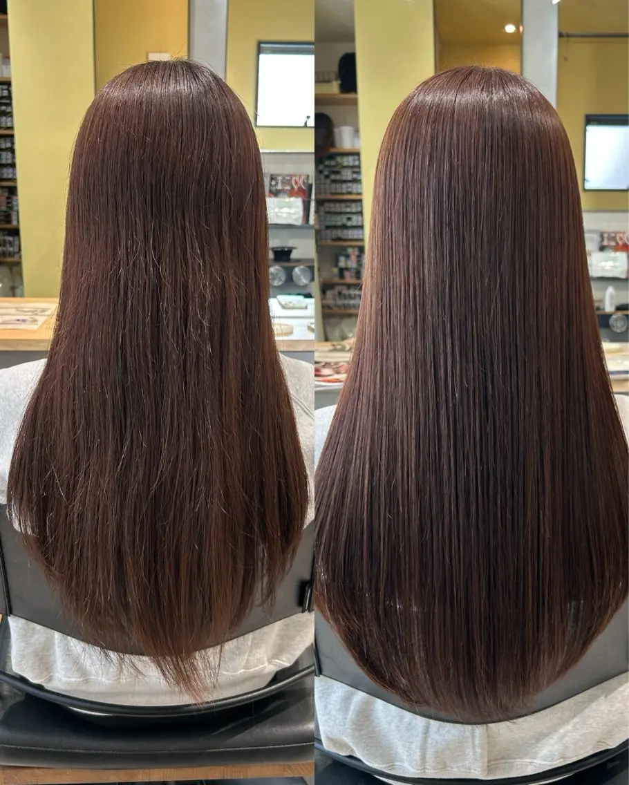ロング パーマ 髪質改善 ストレートパーマ カット 縮毛矯正 トリートメント hubhair レイヤー/透明感のヘアスタイル