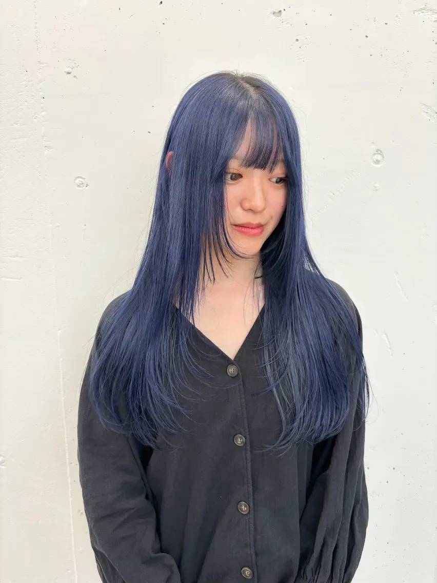 ロング カラー ヘアアレンジ ネイビーカラー レイヤーカット ヘアカラー 夕羽夢🍓矢場/ JILLSTUDIOのヘアスタイル