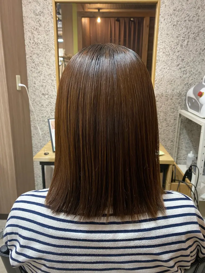 ミディアム 縮毛矯正 佐藤 森夏のヘアスタイル