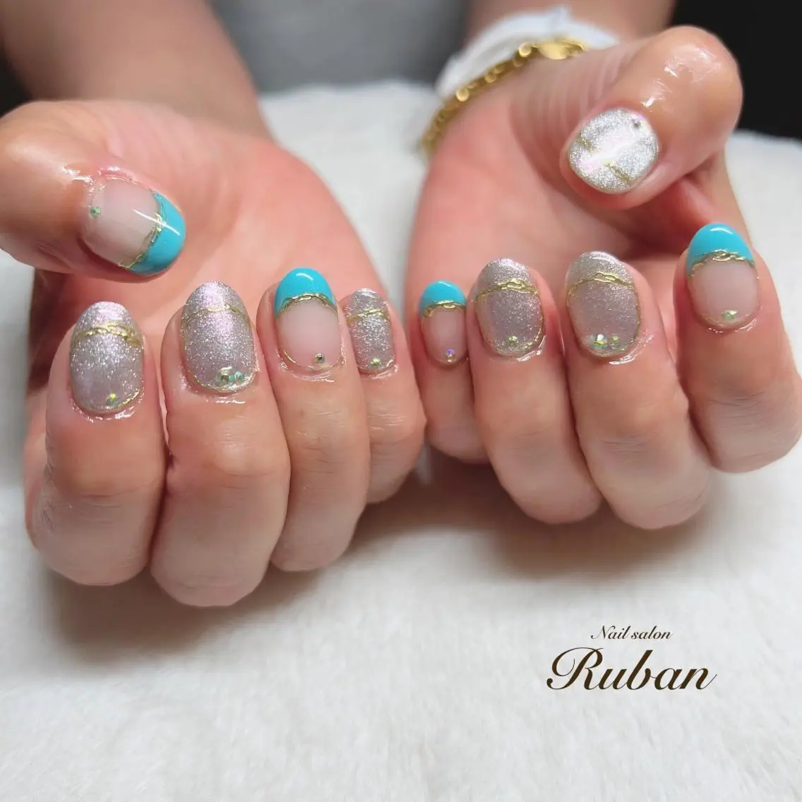 ネイル アートネイル フレンチネイル マグネットネイル 持ち込み Nail salon Rubanのネイルデザイン