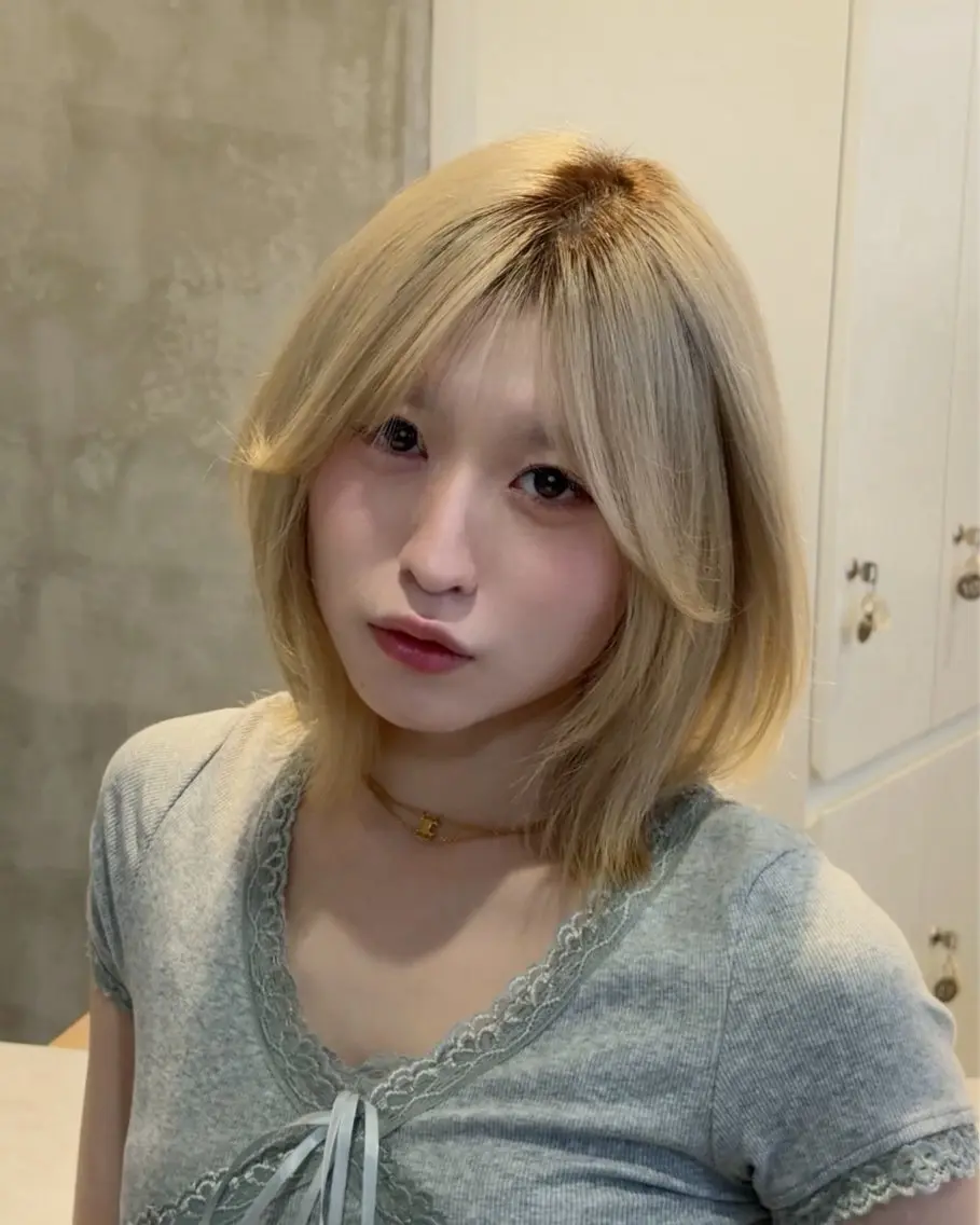 ミディアム カット ヘアカラー トリートメント ヘッドスパ けいし🐬ボブ 美髪縮毛矯正のヘアスタイル