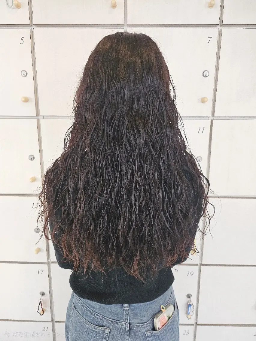 ロング 縮毛矯正 カット パーマ 岡田 奈々のヘアスタイル
