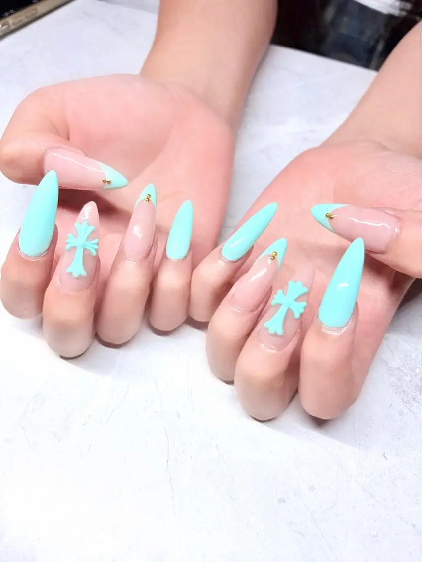 ネイル グリーン ハンドネイル pivo nail salonのネイルデザイン