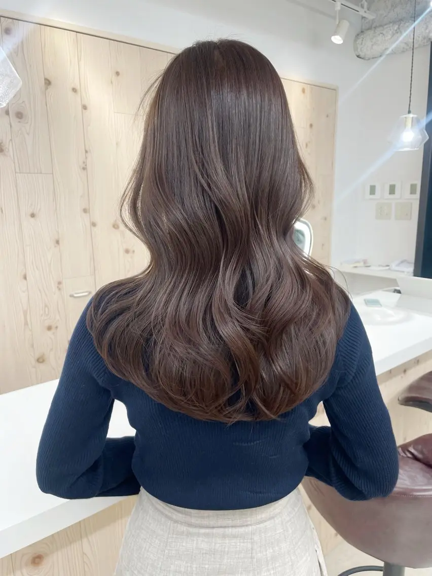 ロング カラー カット ヘアカラー トリートメント ヘアセット 新宿/韓国ヘア/ 髪質改善ストレートのヘアスタイル