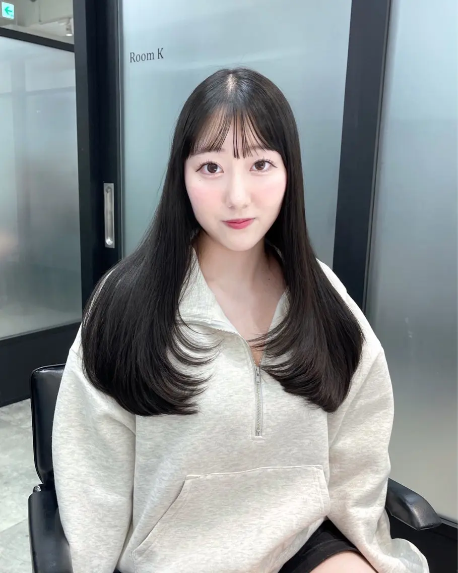 ロング 韓国風ヘア レイヤーカット カット ヘアカラー トリートメント 韓国レイヤーカット 髪質改善▫️水野有真のヘアスタイル