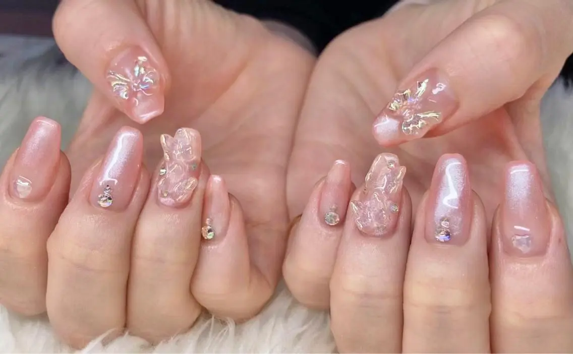 ネイル 長さ出し ジェルネイル 卒業式 韓国ネイル 持ち込み ハンドネイル Nail&eye Belire 新宿のネイルデザイン