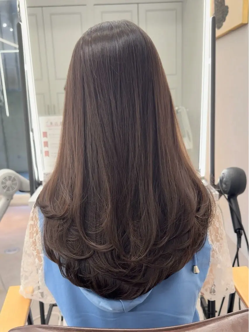 ロング カラー ハッシュカット ハイレイヤー 韓国風ヘア レイヤーカット ローレイヤー カット ヘアカラー トリートメント 骨格別小顔カット/ 顔周りカット/金井のヘアスタイル