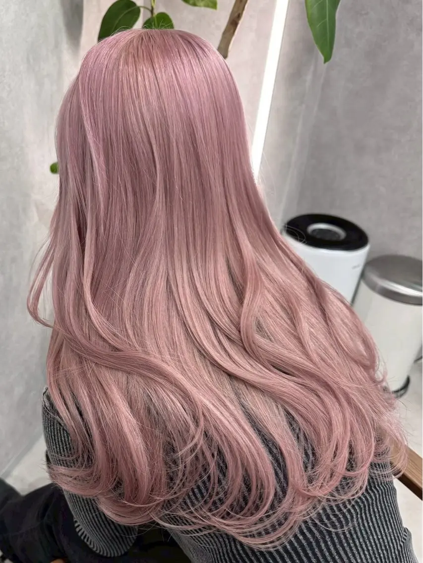 ロング カラー 透明感カラー ピンクカラー ヘアカラー 池袋ホワイト‎🤍 ブリーチ/shunのヘアスタイル