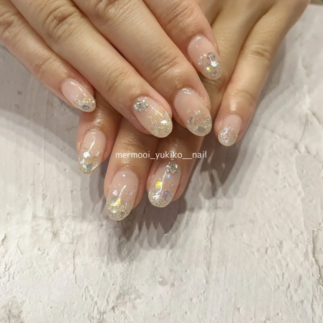 ネイル アートネイル ジェルネイル 韓国ネイル ラメ(グリッター) ラメグラデーション mermooi nailのネイルデザイン