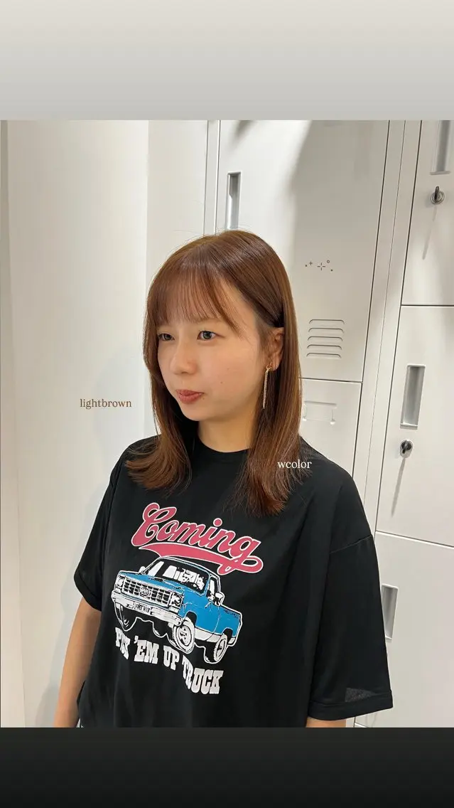 ミディアム カラー ブリーチ ダブルカラー ブリーチなしカラー 黒阪 なみのヘアスタイル