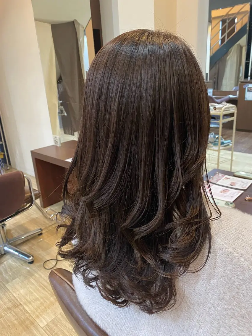 セミロング カラー ブラウンカラー チョコレートブラウン 透明感カラー レイヤーカット 仲井 充のヘアスタイル