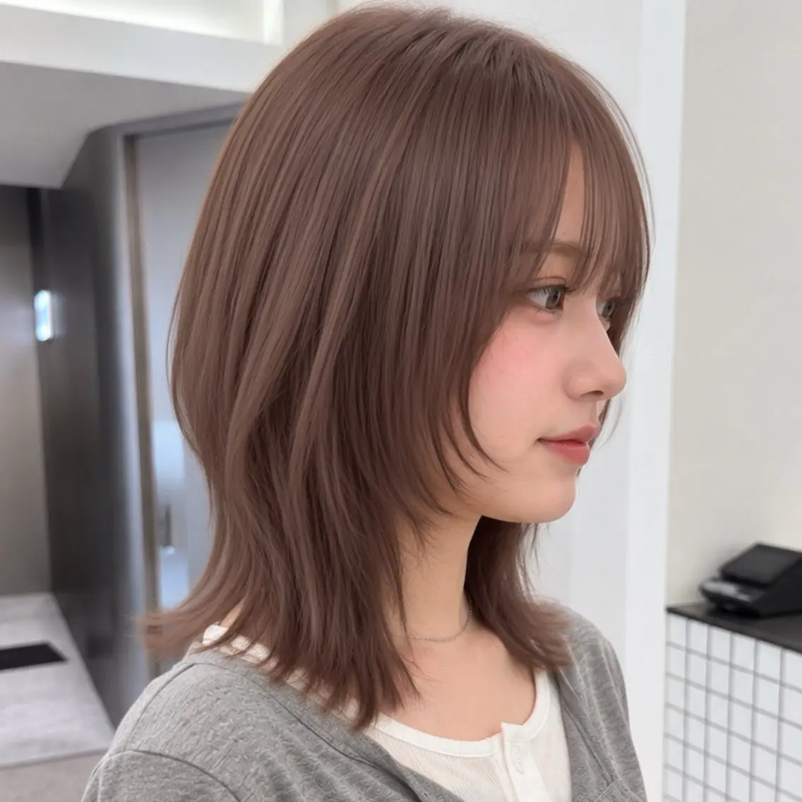 ミディアム カラー カット ヘアカラー トリートメント 泉 舞香のヘアスタイル
