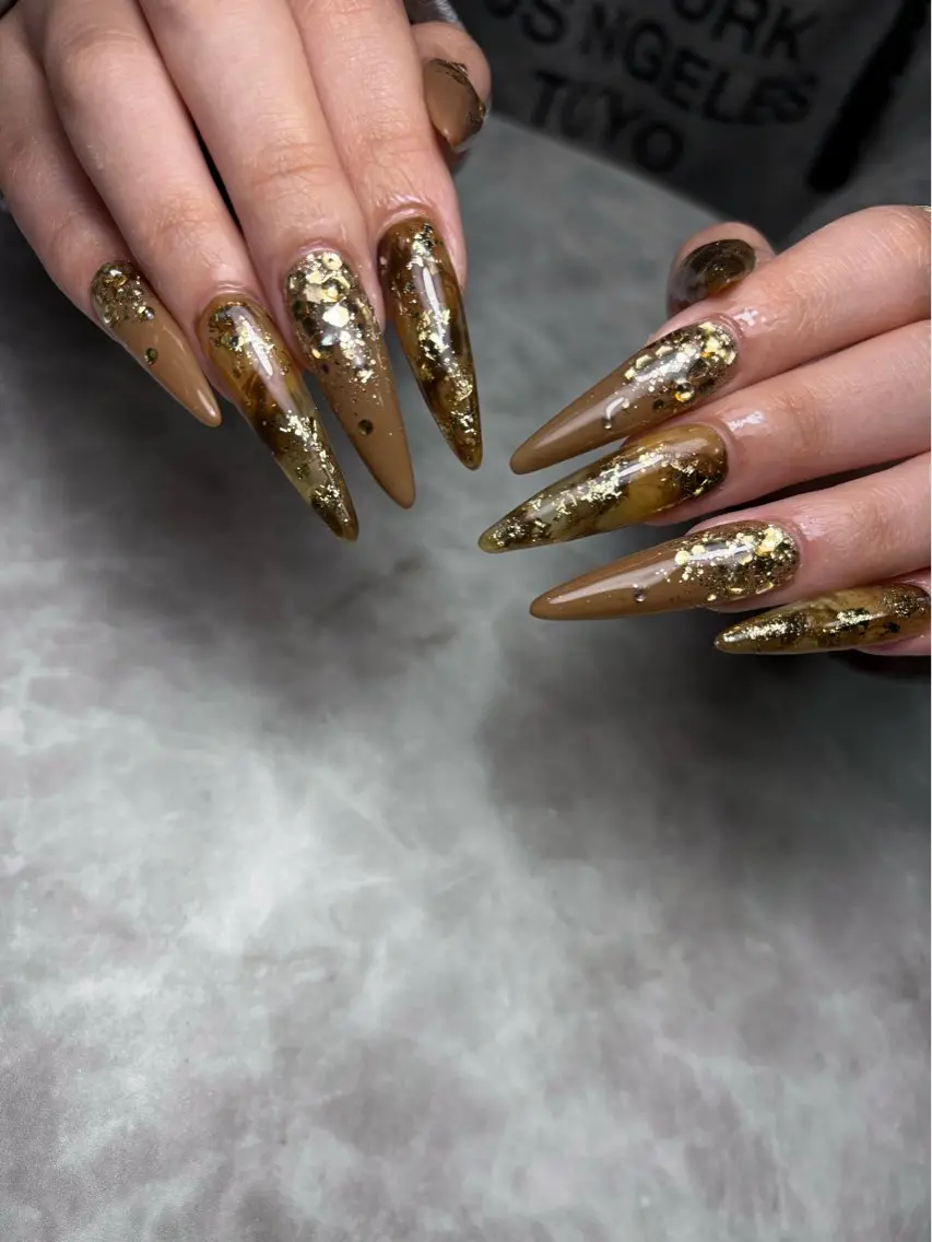 ネイル ロングネイル 大理石ネイル(マーブル) スカルプネイル ハンドネイル Nailsalon E's cafeのネイルデザイン