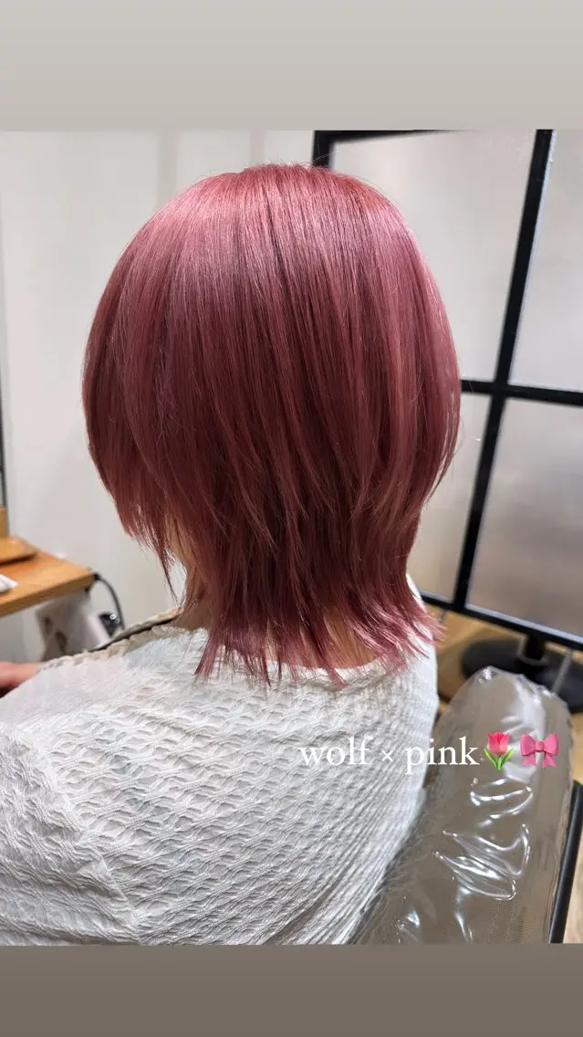 ショート カラー ピンクカラー ウルフカット つくば 【Ciqi】 あくつのヘアスタイル