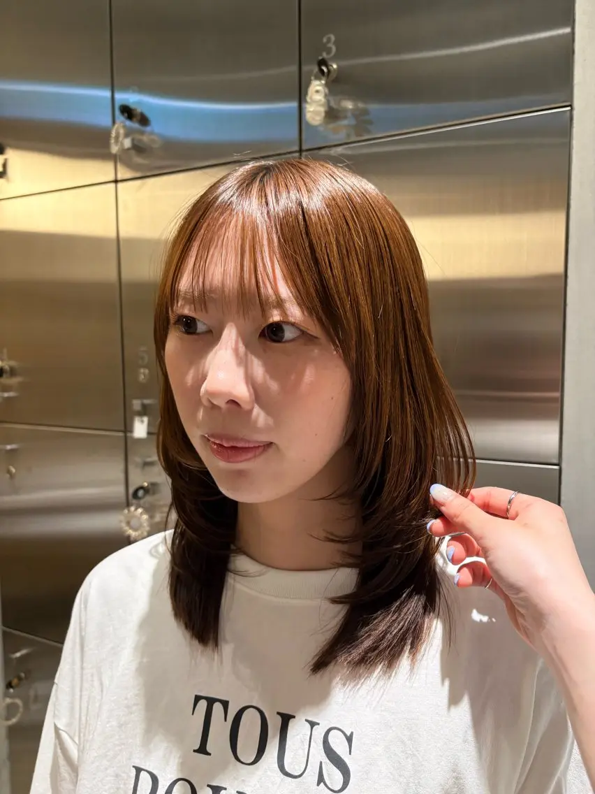 セミロング 顔周りカット レイヤーカット 樋口 花穂のヘアスタイル