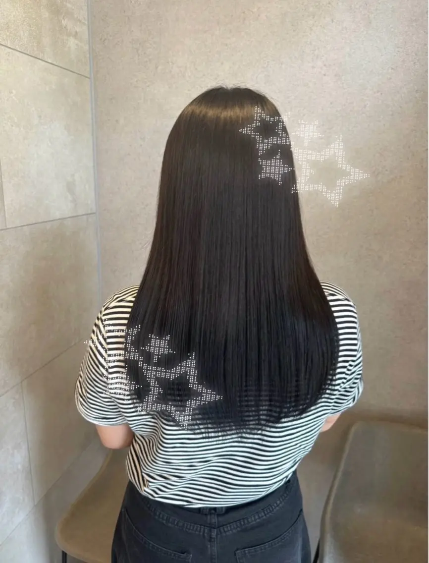 ロング カラー 黒髪 透明感カラー ヘアカラー トリートメント over hair 池袋　yuriaのヘアスタイル
