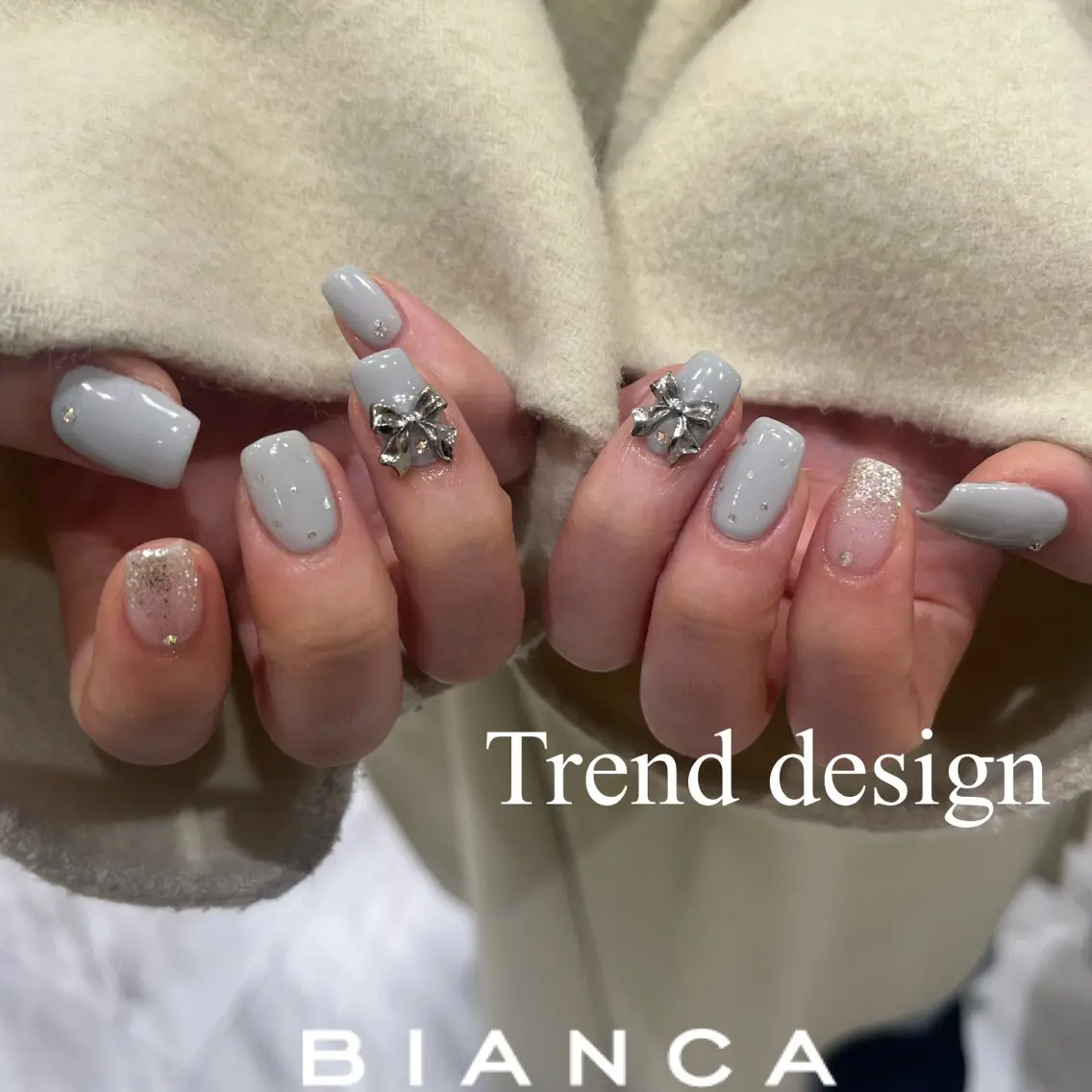 ネイル ブルー 春ネイル Bianca川口 Nagoyaのマツエク・マツパデザイン