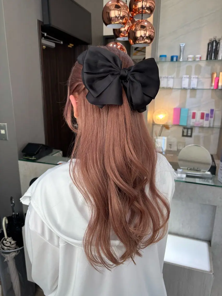 ロング ヘアカラー トリートメント ブリーチなしWカラー ヘアセット菜希のヘアスタイル