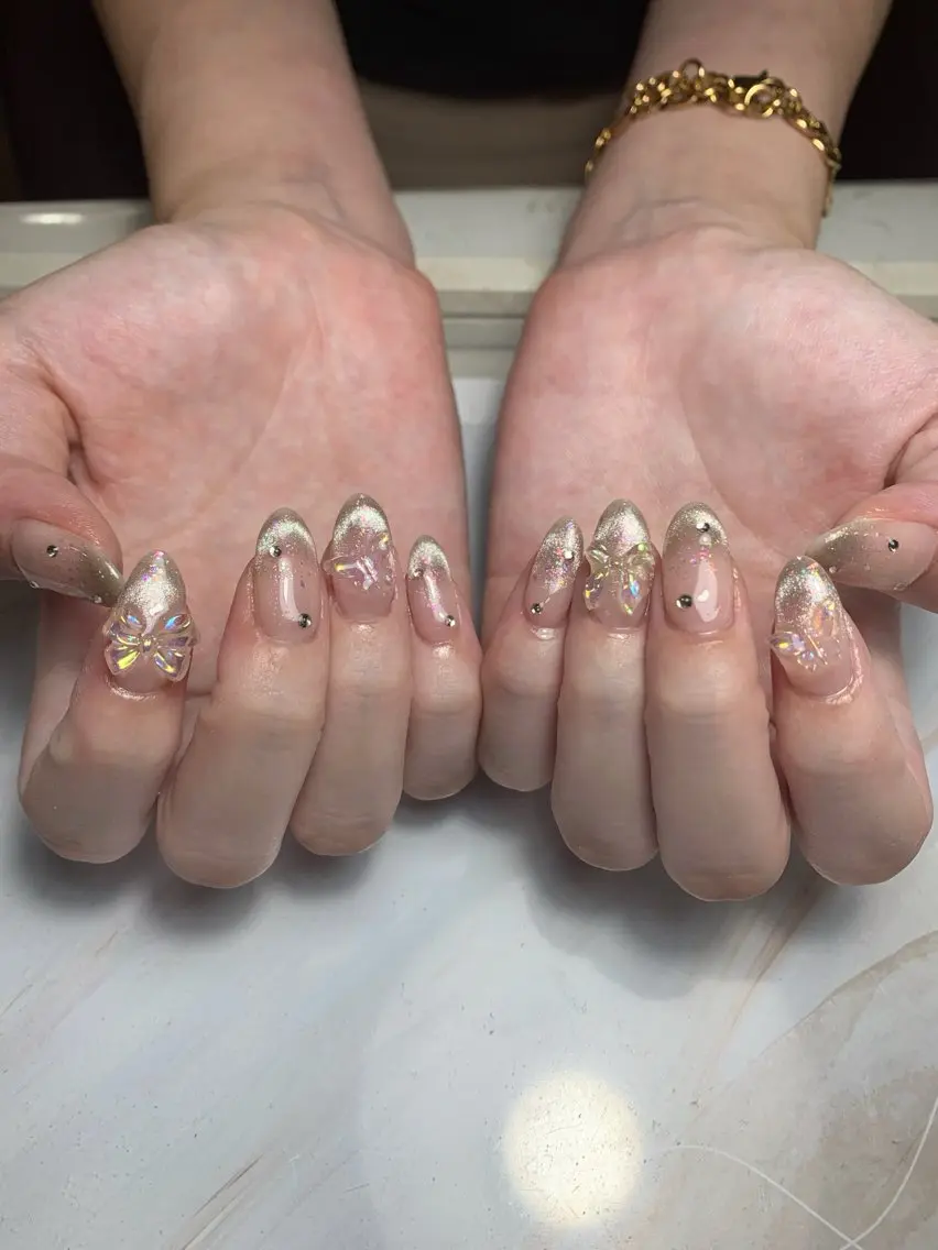 ネイル フレンチネイル ジェルネイル 韓国ネイル マグネットネイル マグネットフレンチ akina nailsのネイルデザイン