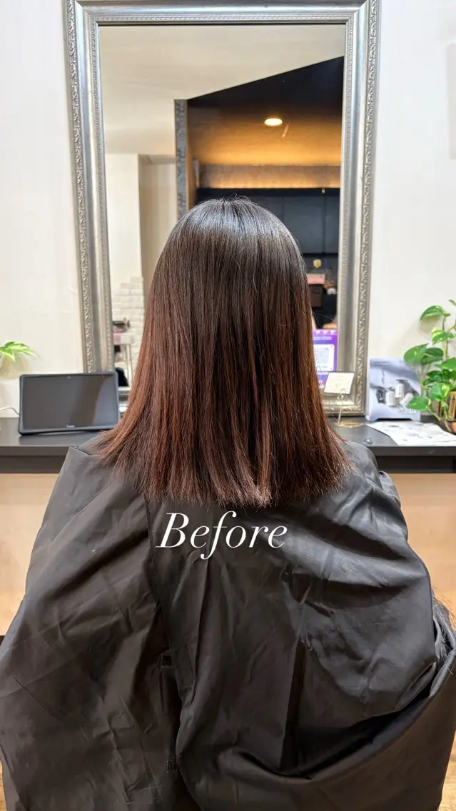 ミディアム カラー ブラウンカラー ナチュラルブラウン ボブ エクステ ヘアカラー エクステ きむえり/髪質改善 /うねり広がり改善のヘアスタイル