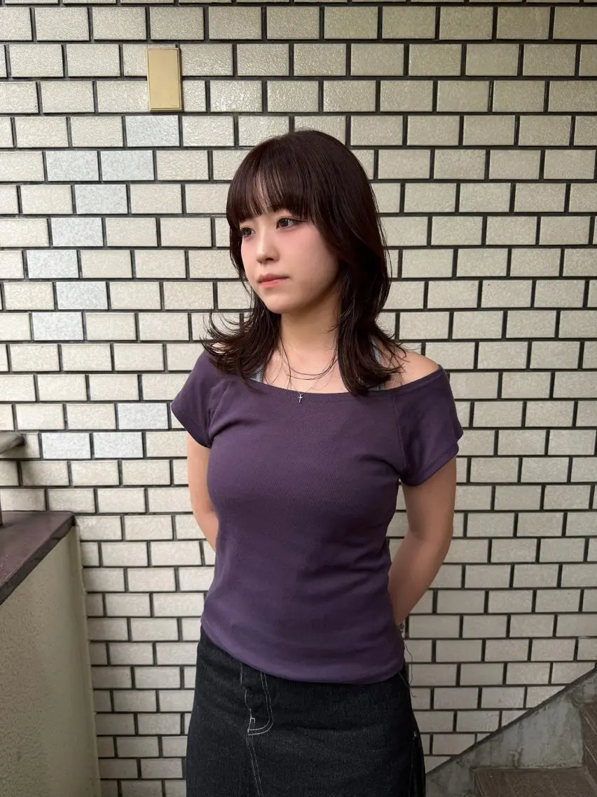 ミディアム カラー ヘアカラー トリートメント 縮毛矯正ボブ&顔まわ レイヤー♡TOMOEのヘアスタイル