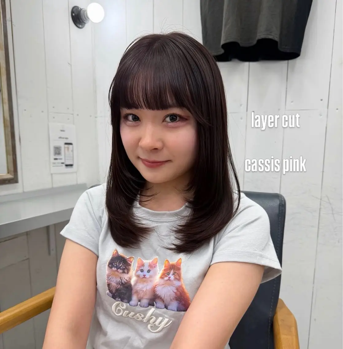 セミロング 顔周りカット レイヤーカット カット ヘアカラー VENICE MIKIのヘアスタイル