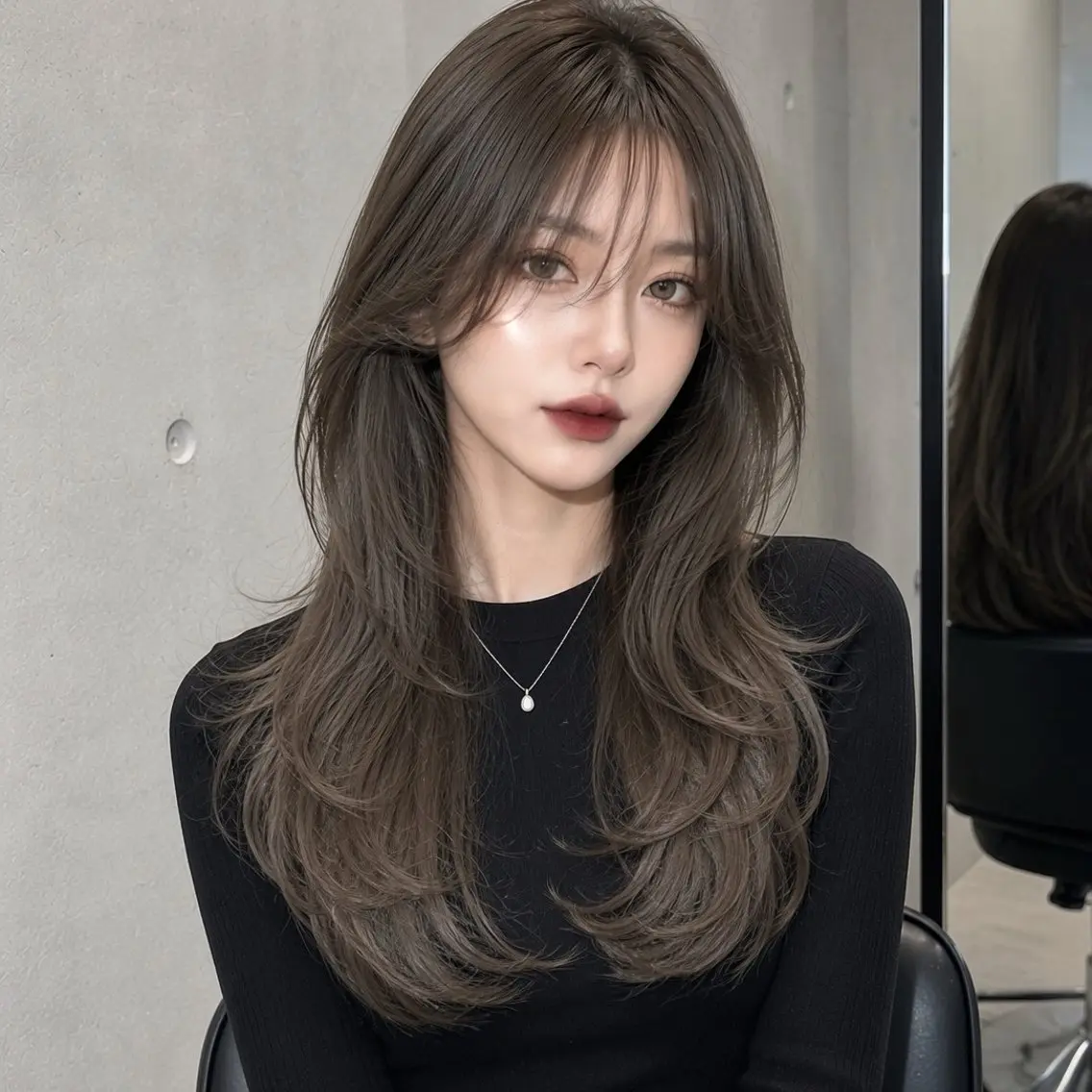 ロング カラー グレージュ くびれヘア レイヤーカット カット ヘアカラー レイヤー/くびれ巻き /ブリーチなしカラーのヘアスタイル