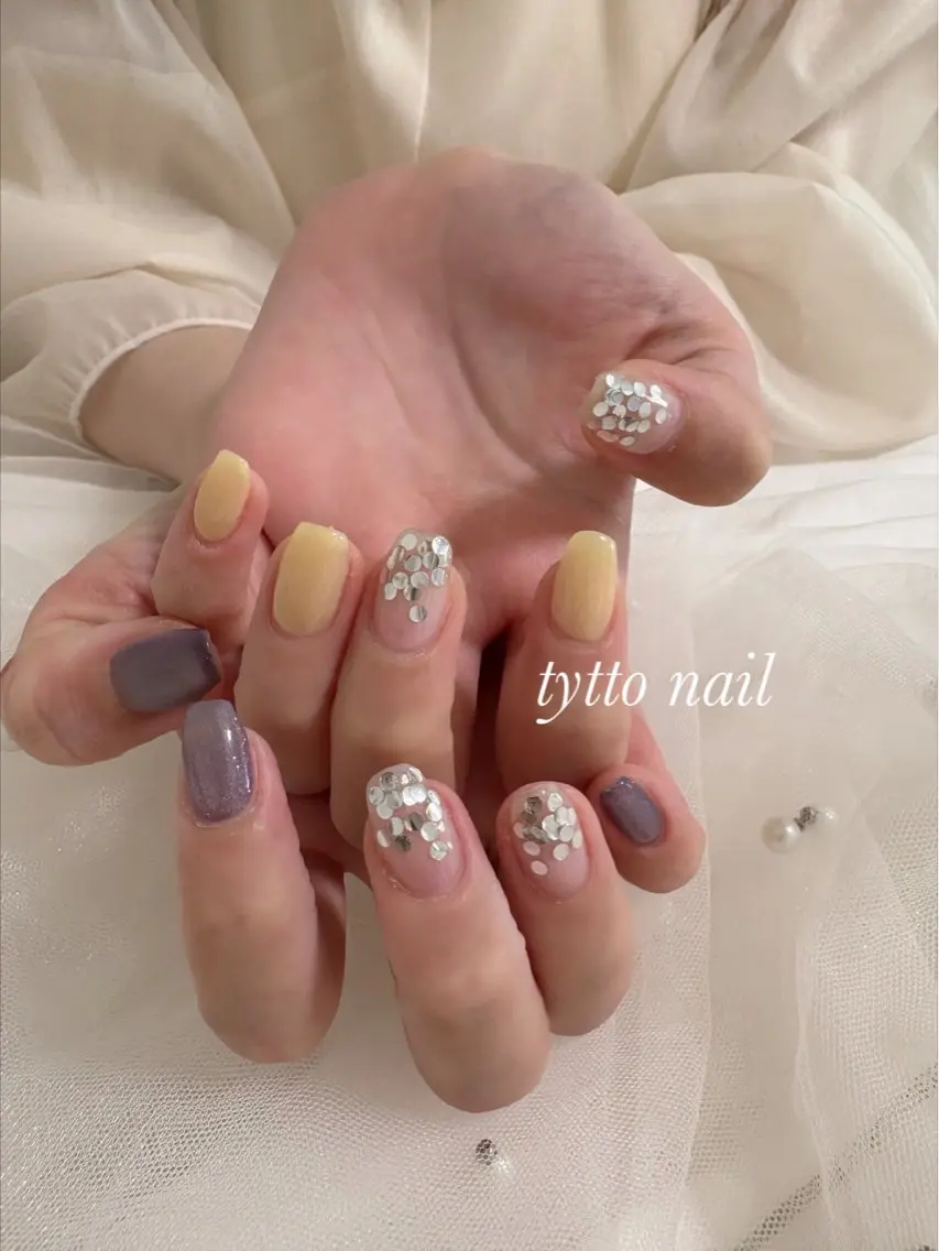 ネイル ホログラムネイル キラキラネイル マグネットネイル ネイビー ワンカラーネイル tytto nail ❤︎‪‪eri‪‪のネイルデザイン