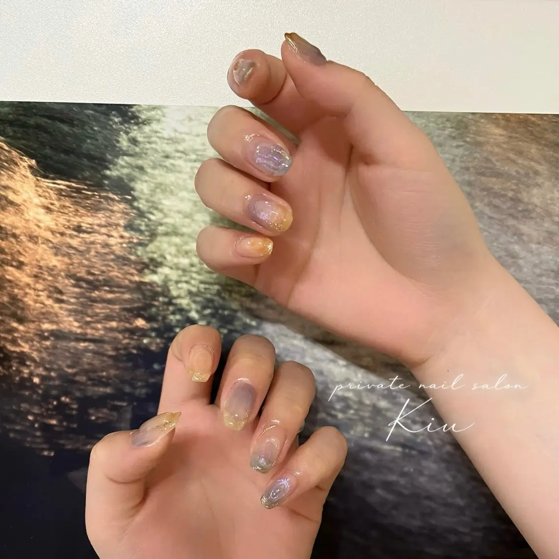 ネイル ジェルネイル ミラーネイル ニュアンスネイル オフィスネイル ショートネイル kiu nailsalonのネイルデザイン
