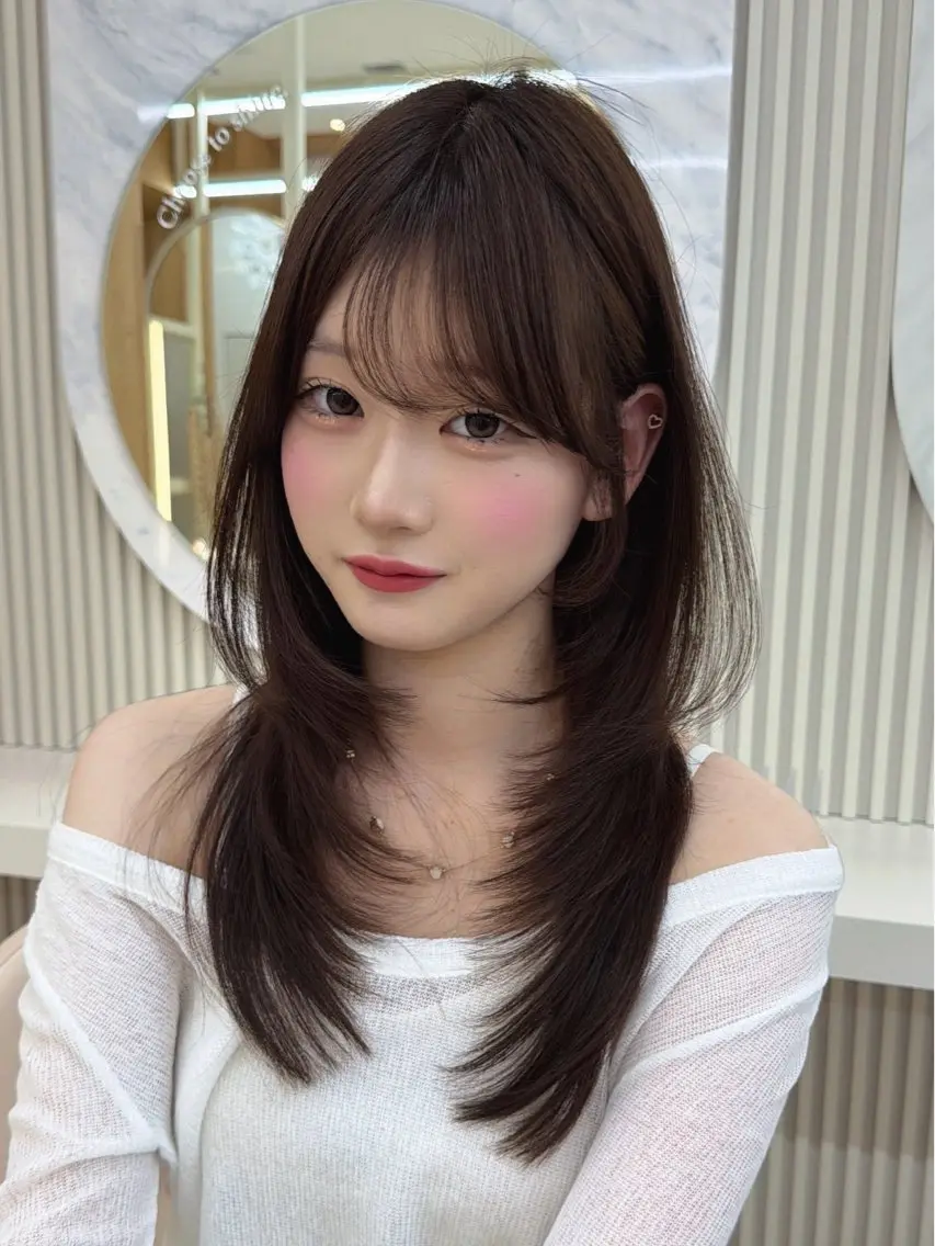 セミロング カット ヘアカラー トリートメント 顔周り/レイヤー /韓国ヘア/TAKUのヘアスタイル