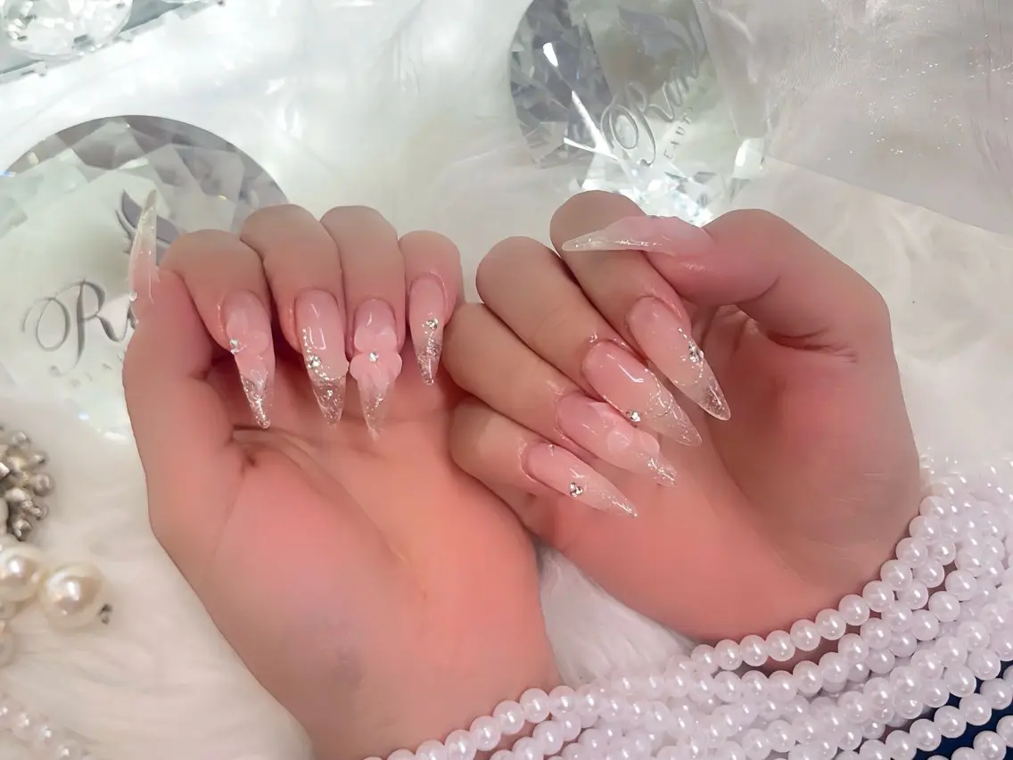 ネイル クリアネイル ドット フットネイル ジェルネイル グリーン ハンドネイル Rin Nail 新大久保店のネイルデザイン
