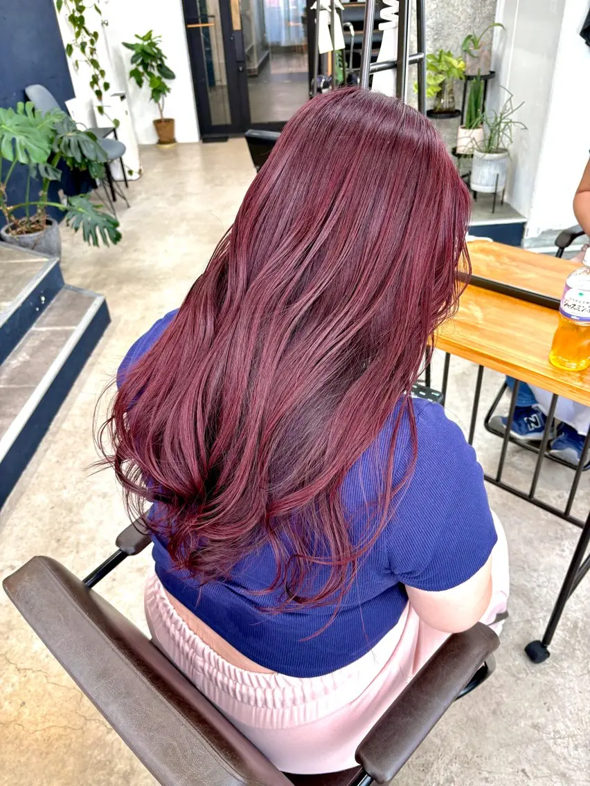 ロング カラー ブリーチ ブラウンカラー カシス 透明感カラー ラベンダーカラー 暖色カラー/天神/ ヘイマサクラのヘアスタイル