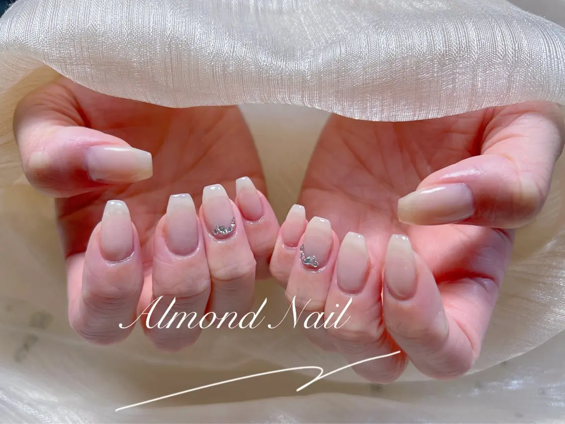 ネイル 長さ出し フラッシュネイル フットネイル フレンチネイル ジェルネイル Almond Nail 亀戸のネイルデザイン