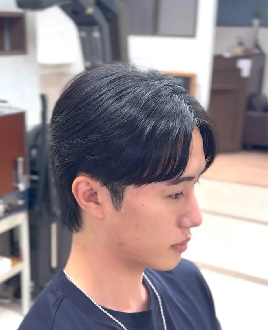 ショート パーマ メンズ センターパート 縮毛矯正 フルハタヒロト 六本木理容師のヘアスタイル