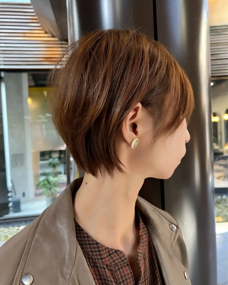 ショート ショートボブ ボブ ハイライト 髪質改善 似合わせカット カット ヘアカラー 中村拓磨 明るい白髪染めのヘアスタイル